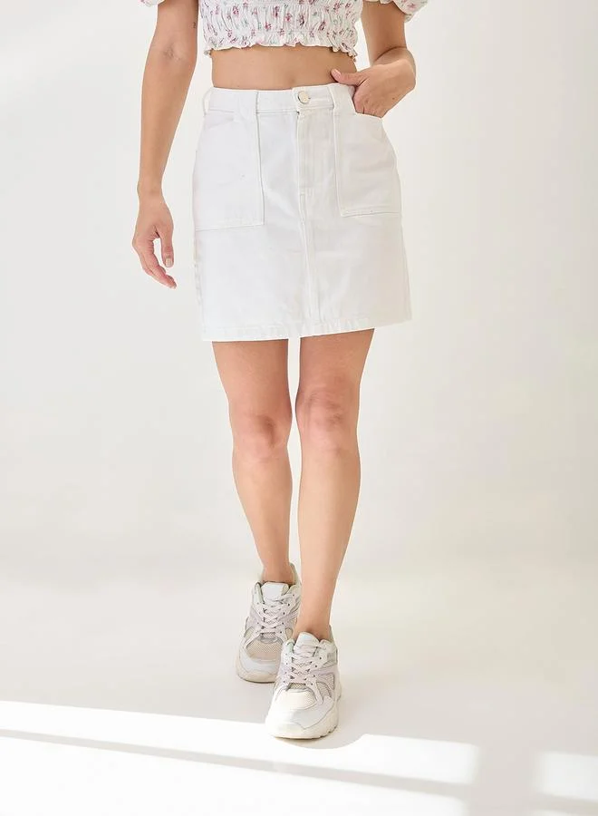 جلو باص تنورة قصيرة سادة