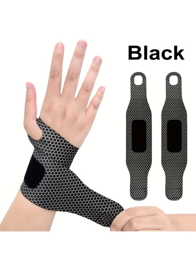 Black Adjustable Wrist Braces Support Straps For Men Women Exercise Workout - Image 2