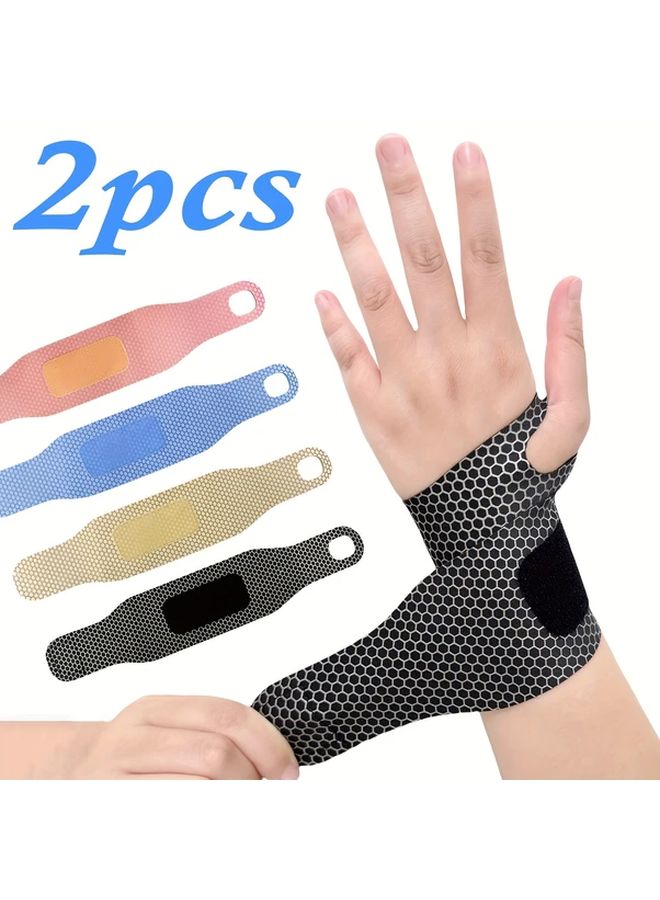 Black Adjustable Wrist Braces Support Straps For Men Women Exercise Workout - Image 1