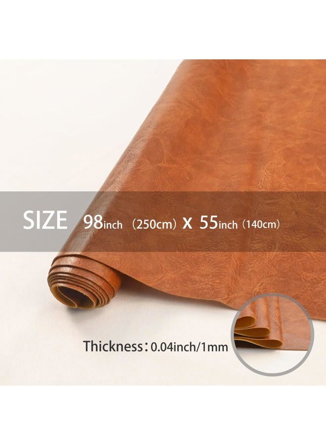 Yoquare 250cm x 140cm Soft Leather Fabric - Faux Leather Fabric -1mm Thick for Upholstery - DIY Crafts - Light Brown Crazy Horse Distress - Image 2
