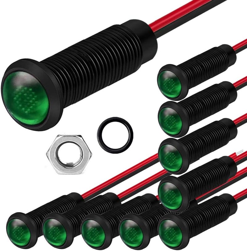 Gebildet 10pcs AC/DC Plastic LED Indicators 12-24V Mounting Hole Size 6mm (Green) - Image 1