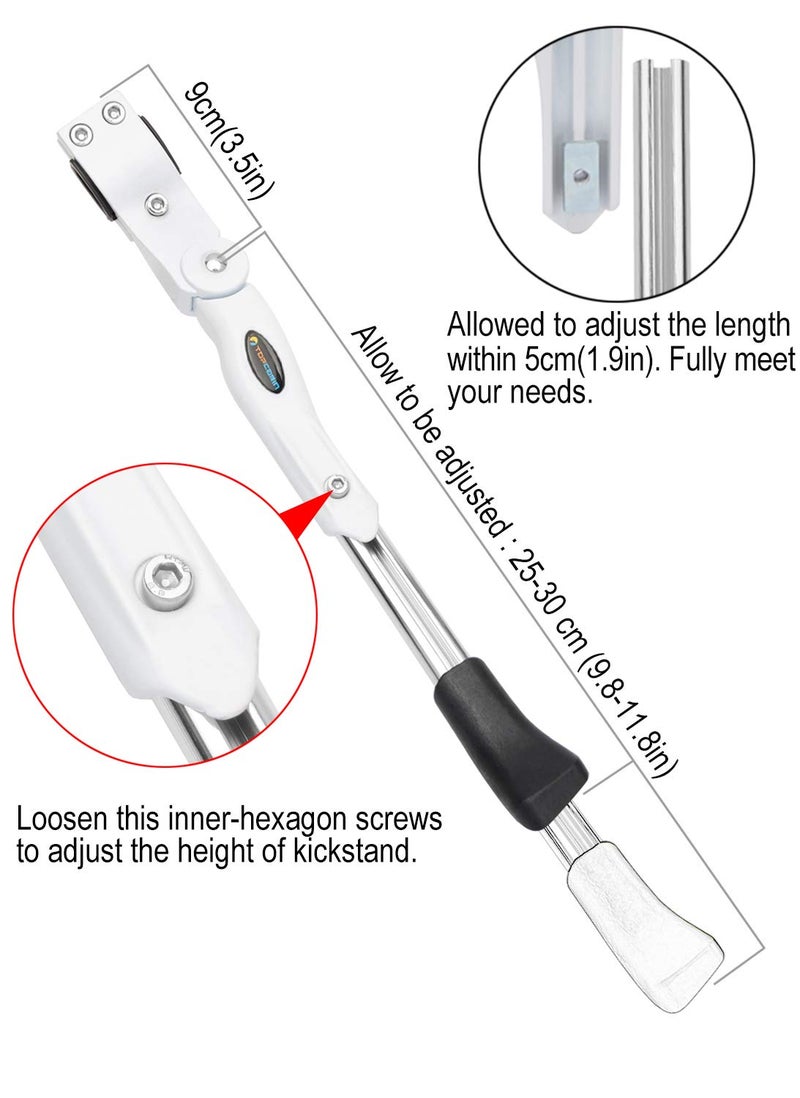 TOPCABIN Bicycle Adjustable Aluminium Alloy Bike Bicycle Kickstand Side Kickstand Fit for 22" 24" 26"- White - Image 4