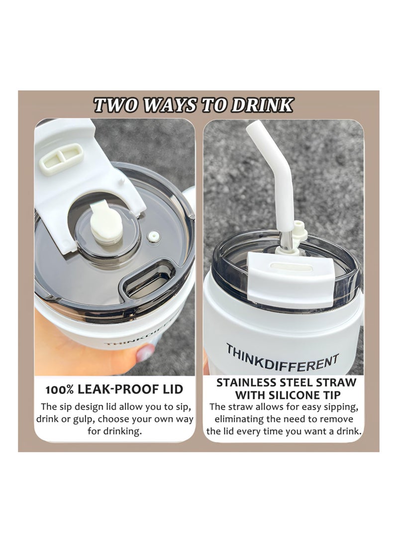 SYOSI 29 أونصة كوب معزول بمقبض وغطاء شفاط، فنجان قهوة من الفولاذ المقاوم للصدأ، كوب قهوة محمول، كوب للقهوة ضد التسرب، فنجان السفر، كوب معزول ساخن وبارد، كوب خالي من BPA يتناسب مع حامل الأكواب في السيارة - Image 3