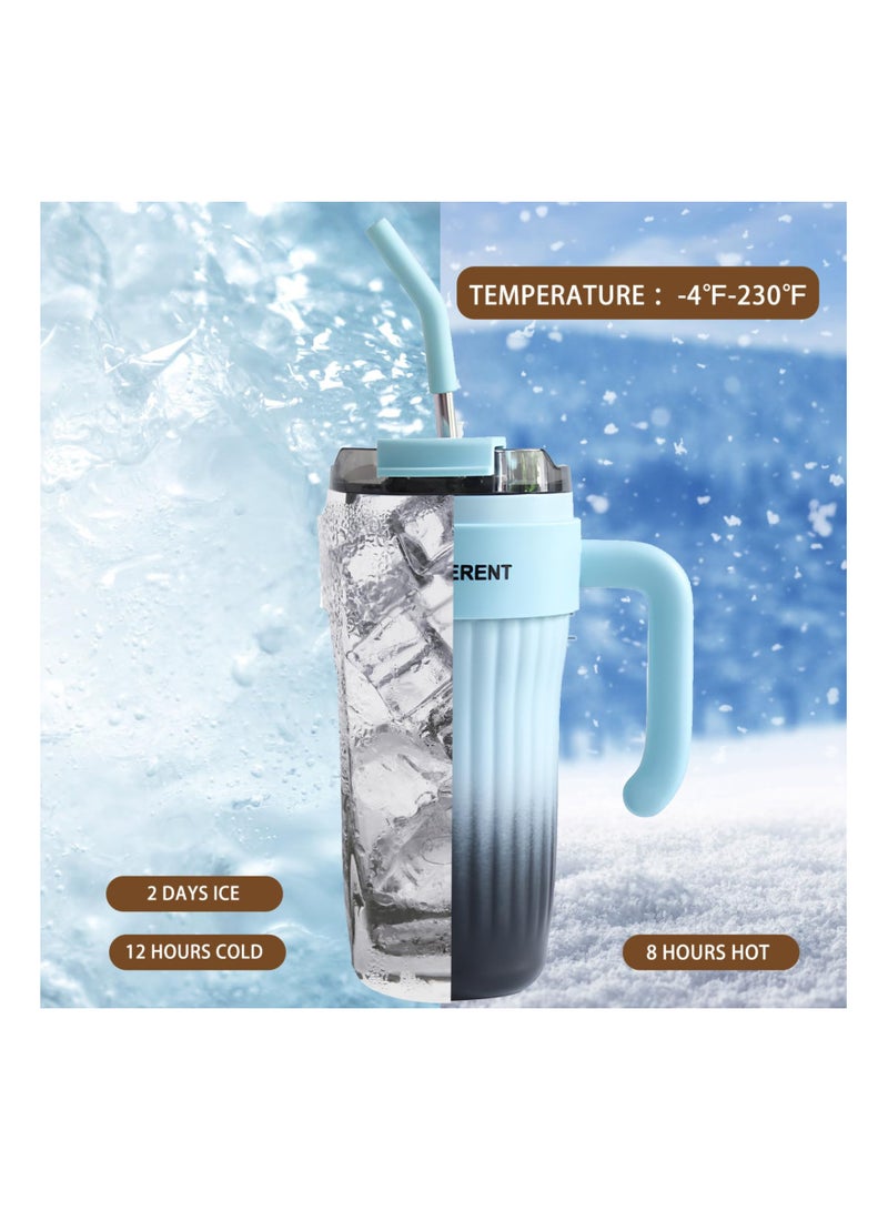 SYOSI 29 أونصة كوب معزول بمقبض وغطاء شفاط، فنجان قهوة من الفولاذ المقاوم للصدأ، كوب قهوة محمول، كوب للقهوة ضد التسرب، فنجان السفر، كوب معزول ساخن وبارد، كوب خالي من BPA يتناسب مع حامل الأكواب في السيارة - Image 2