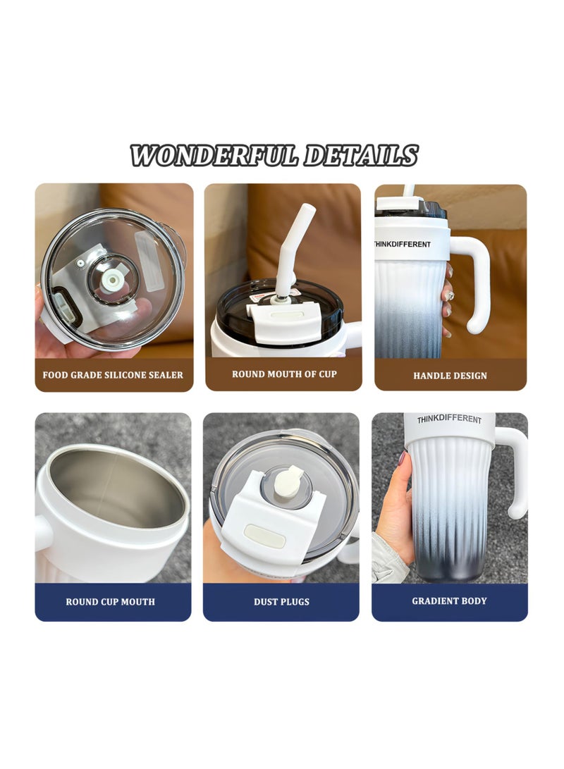 SYOSI 29 أونصة كوب معزول بمقبض وغطاء شفاط، فنجان قهوة من الفولاذ المقاوم للصدأ، كوب قهوة محمول، كوب للقهوة ضد التسرب، فنجان السفر، كوب معزول ساخن وبارد، كوب خالي من BPA يتناسب مع حامل الأكواب في السيارة - Image 4