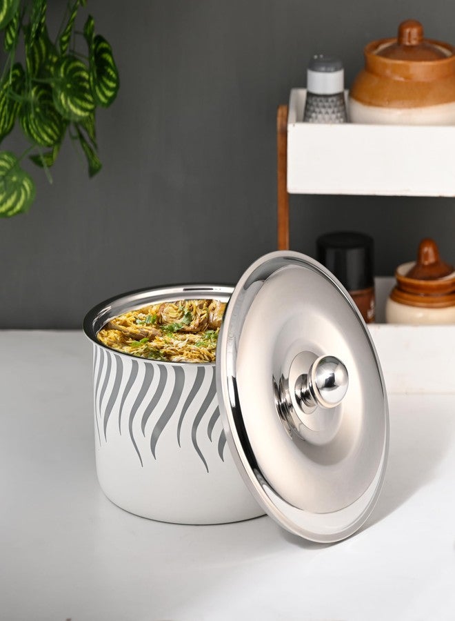 FnS Flame Stainless Steel Casserole | Premium Double Wall Insulated Hot Pot with Self-Locking Press Lid | Elegant Designer Serving Bowl for Kitchen & Dining (1600 ml) - Image 1
