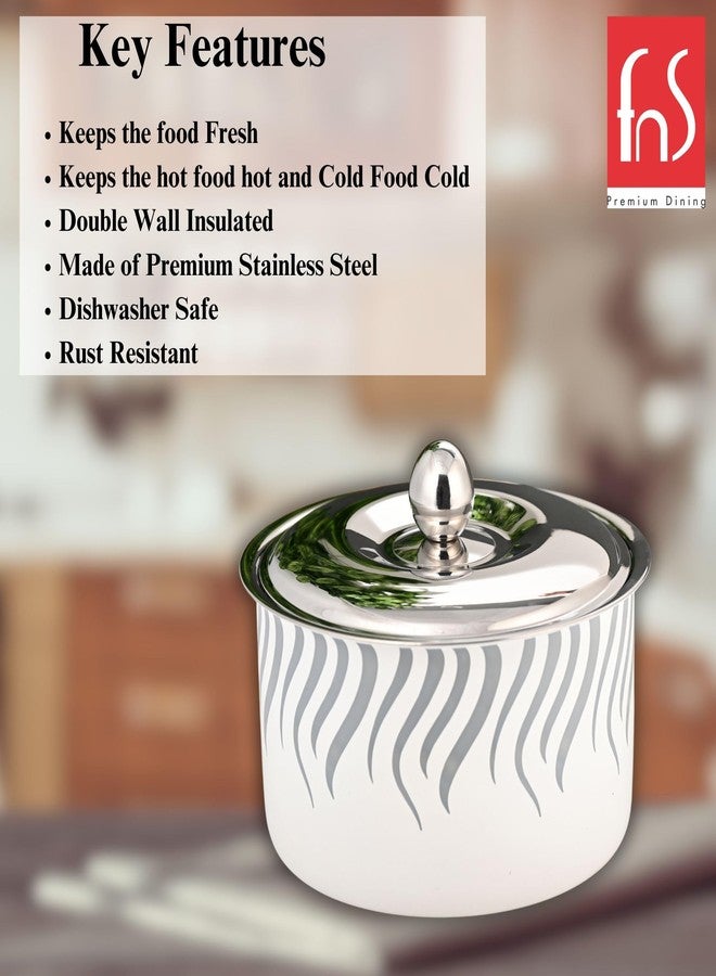 FnS Flame Stainless Steel Casserole | Premium Double Wall Insulated Hot Pot with Self-Locking Press Lid | Elegant Designer Serving Bowl for Kitchen & Dining (1600 ml) - Image 5