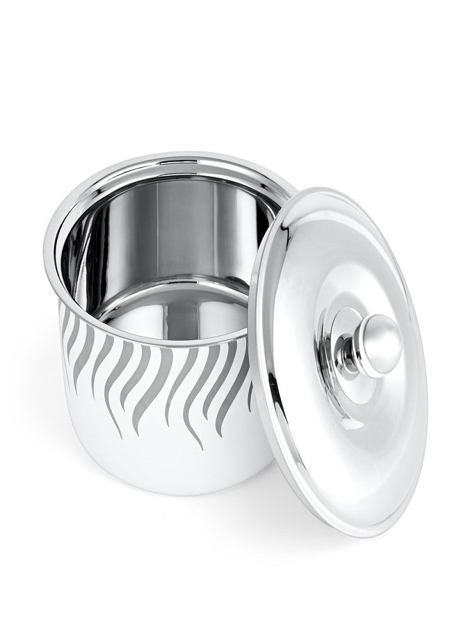 FnS Flame Stainless Steel Casserole | Premium Double Wall Insulated Hot Pot with Self-Locking Press Lid | Elegant Designer Serving Bowl for Kitchen & Dining (1600 ml) - Image 2