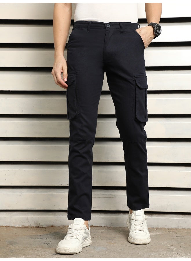 HIGH STAR Men's Navy Straight Trousers - Stylish and Versatile for All Occasions  - Image 3