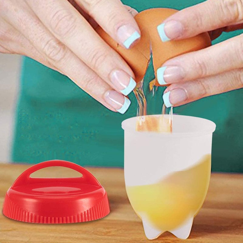HOMAVA هومفا طباخ البيض السيليكوني - طباخ البيض، صلب وناعم، بدون قشرة، قالب طهي البيض، سيليكون غير لاصق، غلاية البيض، أكواب البيض، طباخات البيض، حياة سهلة، خالية من BPA، إفطار سعيد (6 عبوات) - Image 2