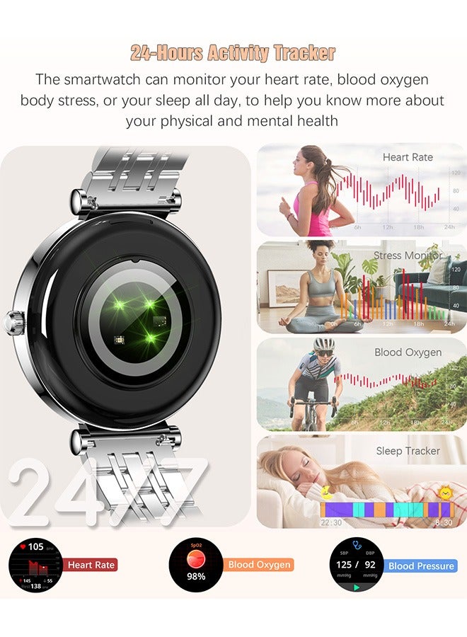 RollsTimi  Fashion Diamond Smart Watch for Women 1.27" HD Touch Screen Sports Fitness Tracker with Heart Rate Waterproof Smartwatch Compatible with Android iOS - Image 3