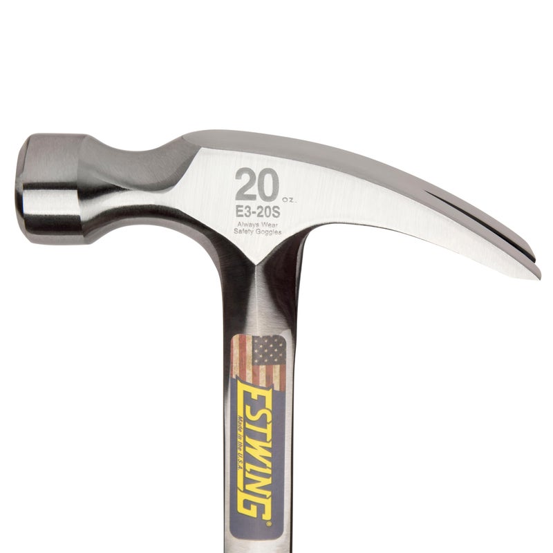 Estwing مطرقة ESTWING - 20 أونصة بمخلب مستقيم مع وجه أملس ومقبض لتقليل الصدمات - E3-20S - Image 3