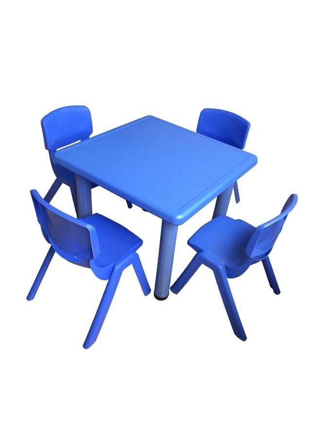 JSAITOYS 5 Pieces School Furniture Blue Square Table And Chair Set For Children  - Image 5
