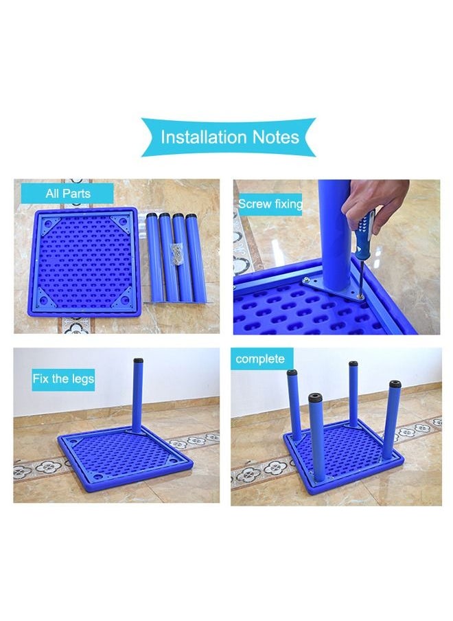 JSAITOYS 5 Pieces School Furniture Blue Square Table And Chair Set For Children  - Image 4