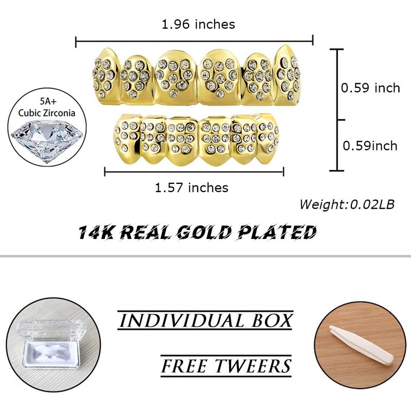 TOPGRILLZ Poker Heart Grills for Your Teeth, Grillz Teeth Men Grillz for Women, 18K Gold Plated Brass with Cubic Zirconiaï¼ŒHip-Hop Cosplay Costume Accessory(Golden Heart) - Image 2