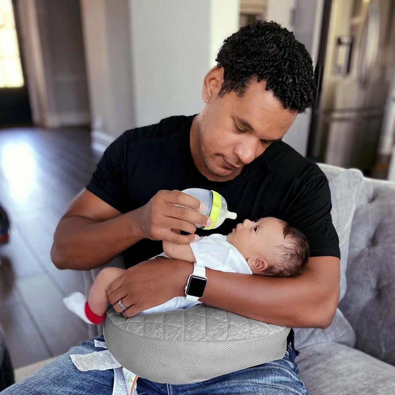 Boppy Anywhere Travel Nursing Pillow, Soft Gray, Plus Sized to Petite with Stretch Belt, Portable Nursing Pillow, Breastfeeding and Bottle-Feeding Support, Machine Washable - Image 5