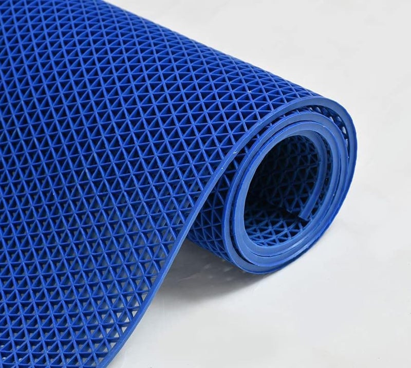 Yellow Weaves Anti Skid Multipurpose PVC Rubber Mat for Floor, Bathroom, Swimming Pool, Kitchen, Indoors, Outdoors | Color - Blue | Waterproof Entrance Doormat, Rain Jali Mat (2x3 Feet) - Image 1