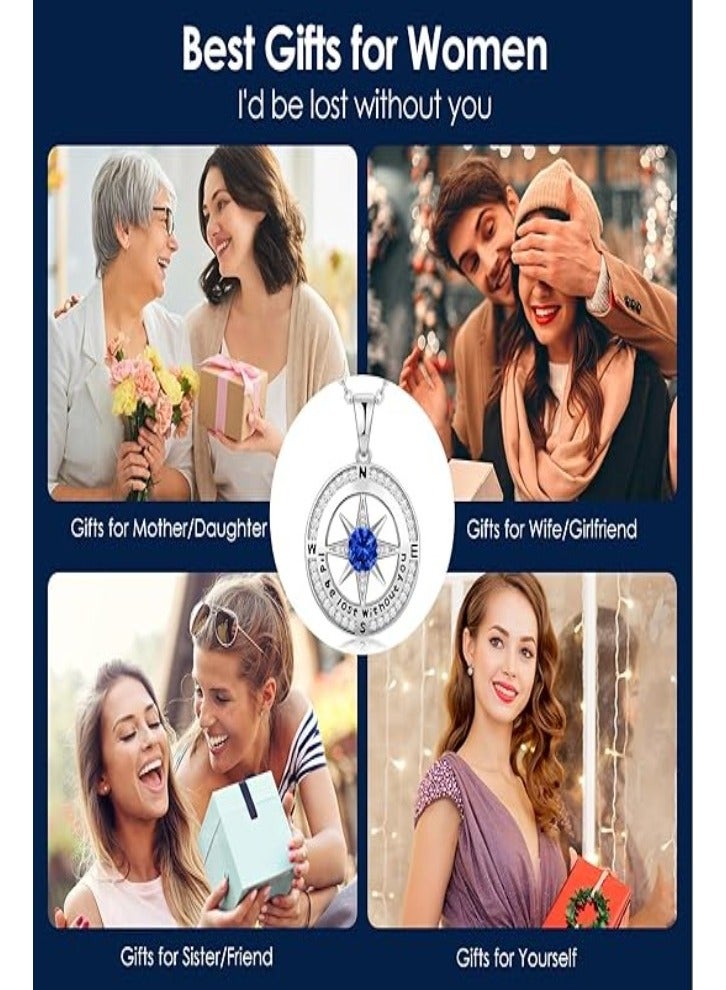 Zifeel Compass Necklace Gifts for Women wife - S925 Sterling Silver Birthstone Necklaces for Women - Anniversary Birthday Gifts for Her Wife Girlfriend - Valentines Day Mom Mothers Day  Gifts Jewelry for Women - Image 5