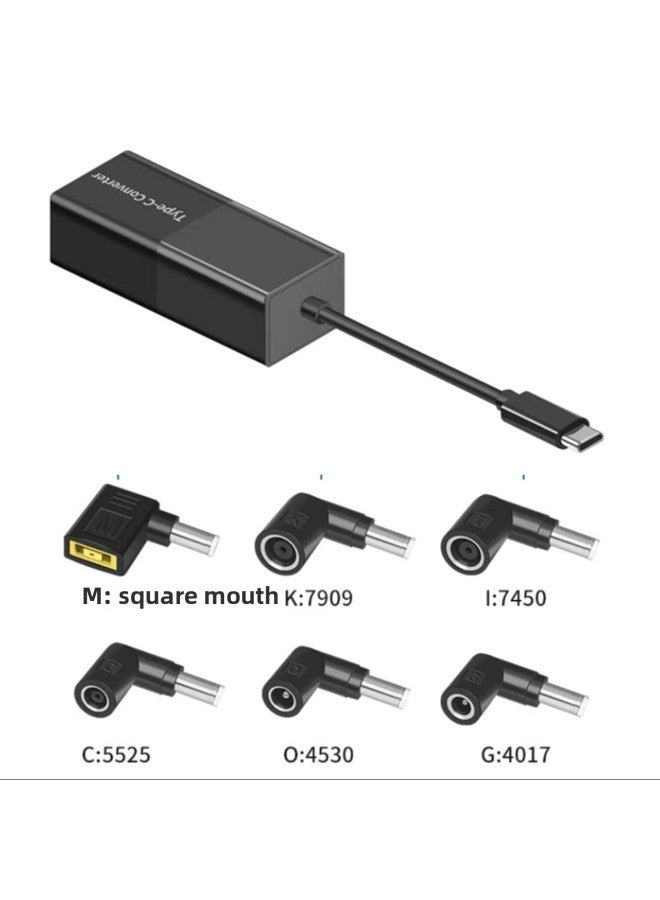 Notebook Power To Type-C Multi-function Converter DC5525 Round Hole To USB C Male PD65W Fast Charging-Color:Multi-function Converter Set Black
