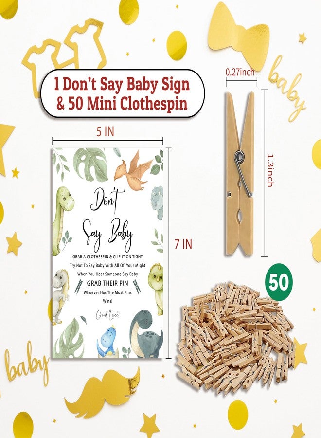 Xenseou Don't Say Baby Game for Baby Shower, 50 Wooden Clothespins and one Sign, Cartoon Dinosaur Theme, Pins for Baby Shower Decorations, Gender Reveal Games, Baby Shower Supplies-BB27 - Image 4