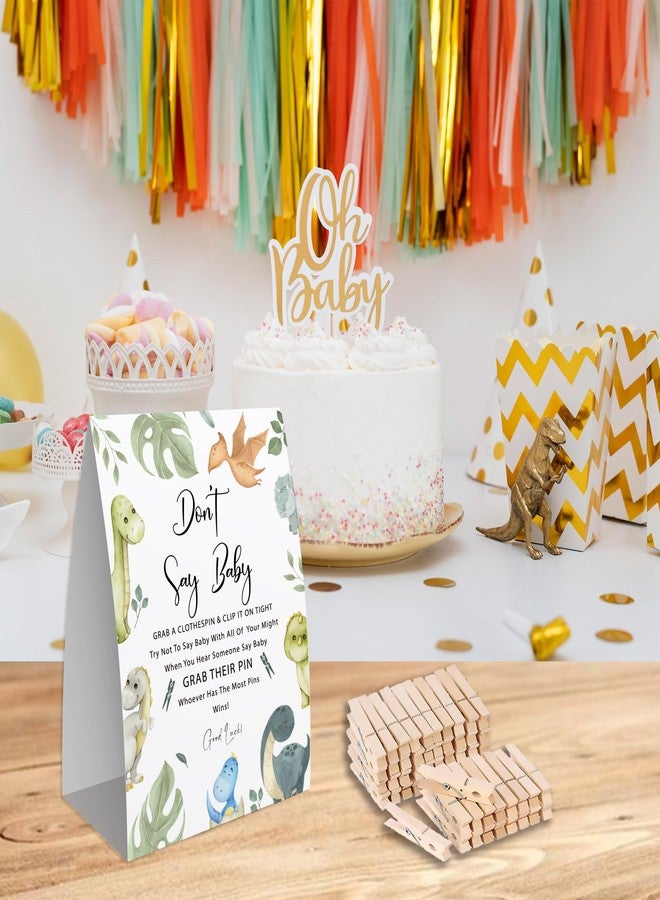 Xenseou Don't Say Baby Game for Baby Shower, 50 Wooden Clothespins and one Sign, Cartoon Dinosaur Theme, Pins for Baby Shower Decorations, Gender Reveal Games, Baby Shower Supplies-BB27 - Image 5