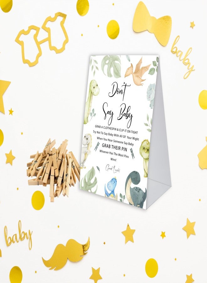 Xenseou Don't Say Baby Game for Baby Shower, 50 Wooden Clothespins and one Sign, Cartoon Dinosaur Theme, Pins for Baby Shower Decorations, Gender Reveal Games, Baby Shower Supplies-BB27 - Image 3