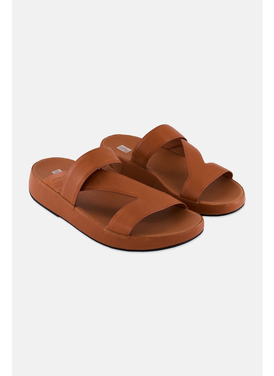 FitFlop Men Samel Leather Slip On Sandals, Brown  - Image 1