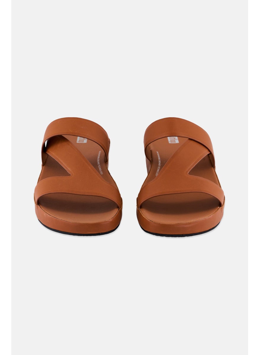 FitFlop Men Samel Leather Slip On Sandals, Brown  - Image 4