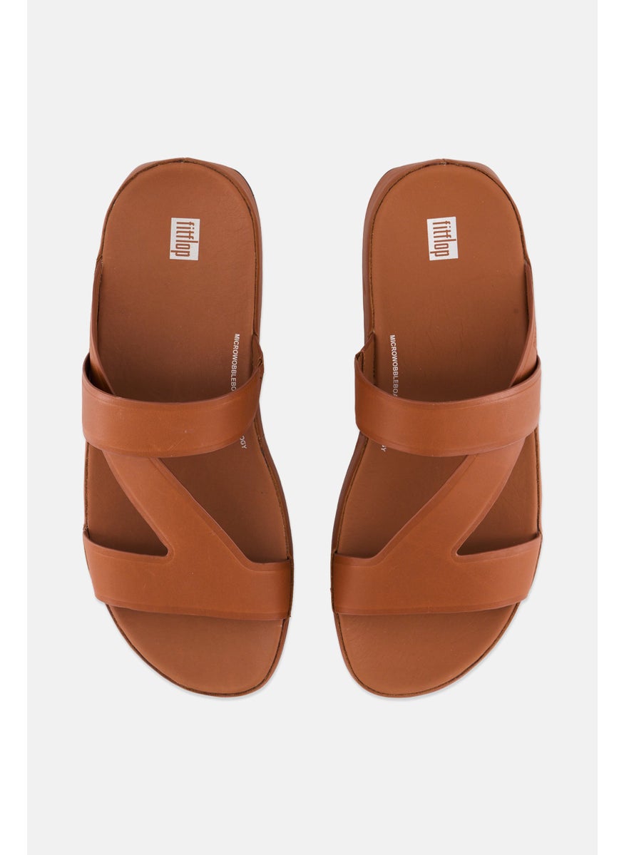 FitFlop Men Samel Leather Slip On Sandals, Brown  - Image 3