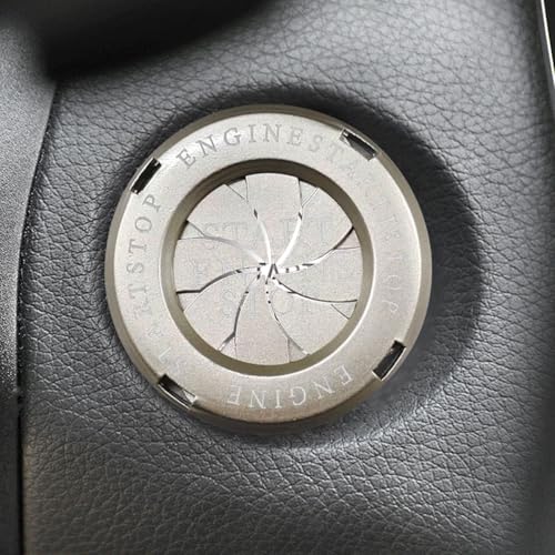 KPFILEH Rotary Push Start Button Cover Stylish Metal Car Engine Start Stop Button Decoration Dustproof Vehicle Interior Key Ignition Switch Protection Accessories for Most CarsSilver - Image 1