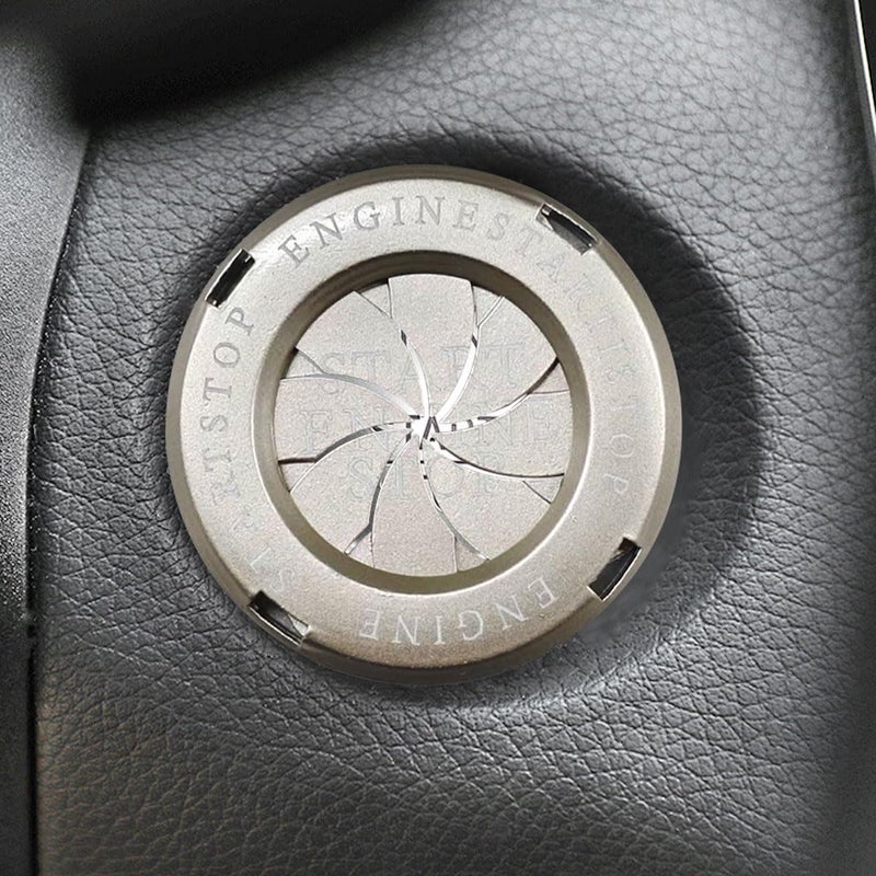 KPFILEH Rotary Push Start Button Cover Stylish Metal Car Engine Start Stop Button Decoration Dustproof Vehicle Interior Key Ignition Switch Protection Accessories for Most CarsSilver - Image 3