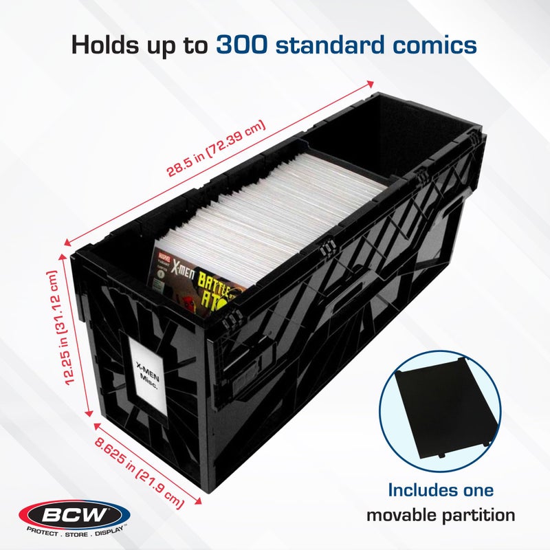 BCW Long Comic Bin - 1 Pack | Holds 300 Bagged & Boarded Comics | Stackable Plastic Storage | Acid-Free - Image 3