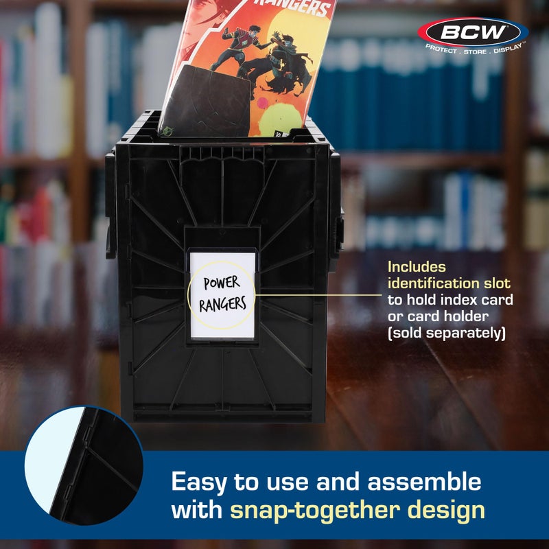 BCW Long Comic Bin - 1 Pack | Holds 300 Bagged & Boarded Comics | Stackable Plastic Storage | Acid-Free - Image 4