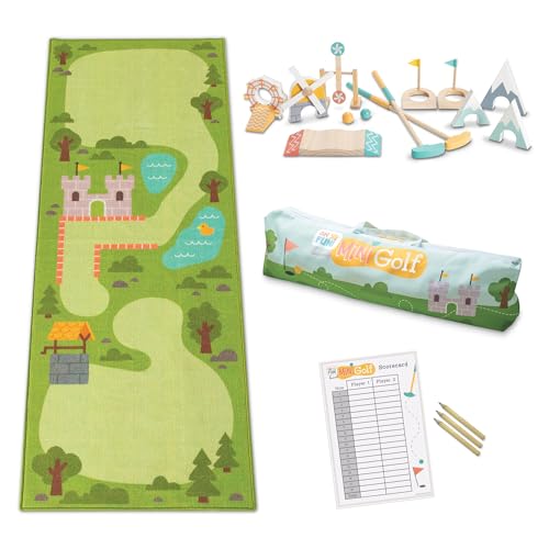 MindWare Oh So Fun Mini Golf Set Indoor Outdoor Kids Golf Set with 7 Obstacles for EverChanging Golf for Kids Experience Enhances HandEye Coordination and Critical Thinking Ages 3 and Up - Image 1