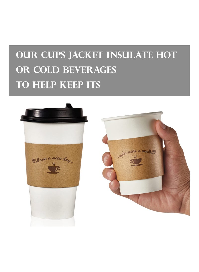KASTWAVE أكمام أكواب القهوة من ورق كرافت، 200 قطعة حافظة مشروبات ساخنة كرتونية قابلة للتصرف، أكمام كرتون معزولة للمشروبات الساخنة، تناسب أكواب الورق سعة 10 أونصة - 20 أونصة، مثالية للمقاهي والمحلات والمكاتب - Image 2