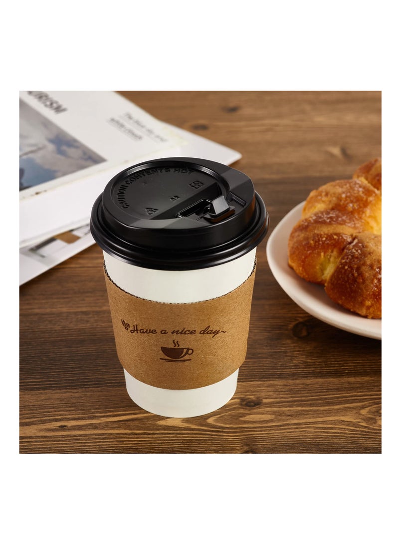 KASTWAVE أكمام أكواب القهوة من ورق كرافت، 200 قطعة حافظة مشروبات ساخنة كرتونية قابلة للتصرف، أكمام كرتون معزولة للمشروبات الساخنة، تناسب أكواب الورق سعة 10 أونصة - 20 أونصة، مثالية للمقاهي والمحلات والمكاتب - Image 4