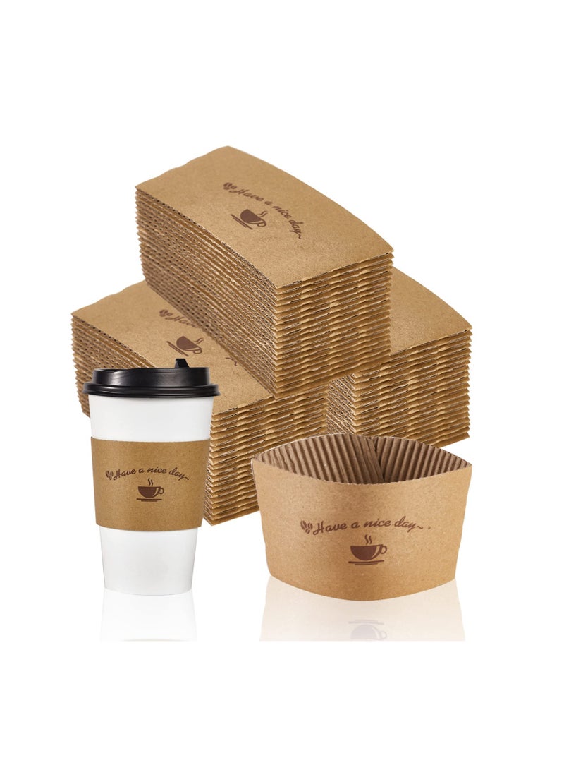 KASTWAVE أكمام أكواب القهوة من ورق كرافت، 200 قطعة حافظة مشروبات ساخنة كرتونية قابلة للتصرف، أكمام كرتون معزولة للمشروبات الساخنة، تناسب أكواب الورق سعة 10 أونصة - 20 أونصة، مثالية للمقاهي والمحلات والمكاتب - Image 1