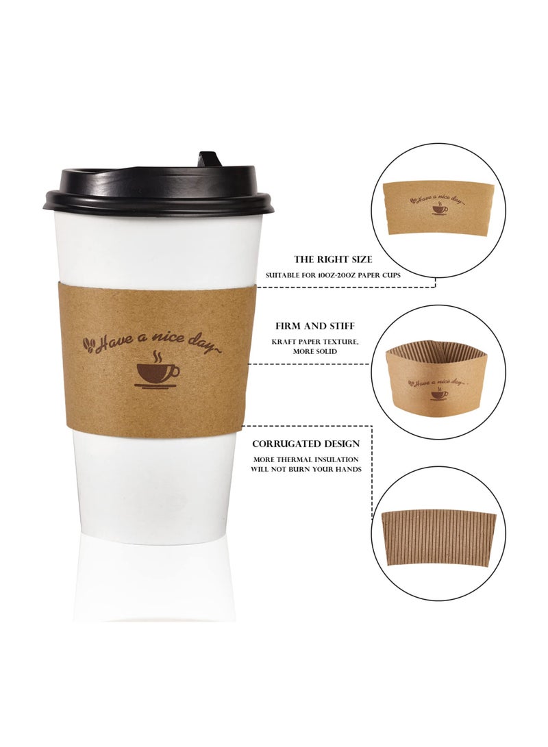 KASTWAVE أكمام أكواب القهوة من ورق كرافت، 200 قطعة حافظة مشروبات ساخنة كرتونية قابلة للتصرف، أكمام كرتون معزولة للمشروبات الساخنة، تناسب أكواب الورق سعة 10 أونصة - 20 أونصة، مثالية للمقاهي والمحلات والمكاتب - Image 3
