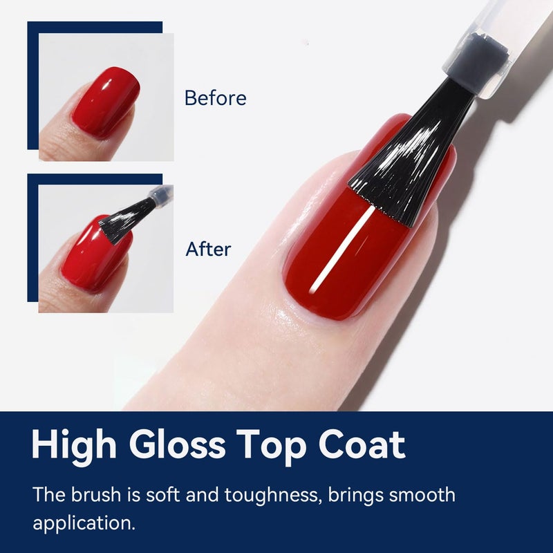 JODSONE 16.5ml Gel Top Coat No Wipe Clear Glossy Shine Finish Long Lasting No Soak Off Nail and Need U V Lamp Cured for Salon DIY Nail Art Design - Image 4