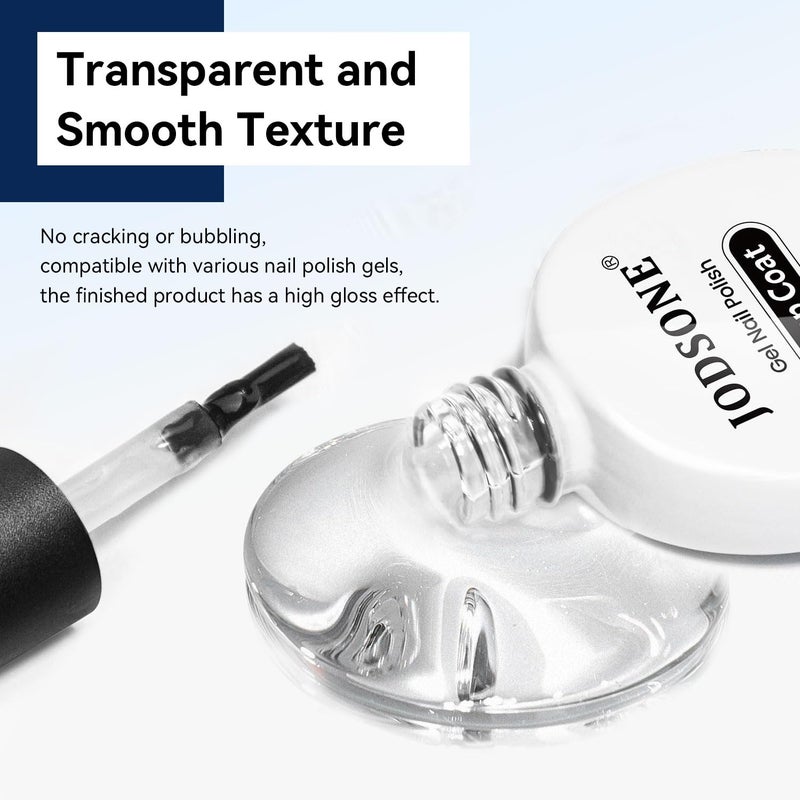 JODSONE 16.5ml Gel Top Coat No Wipe Clear Glossy Shine Finish Long Lasting No Soak Off Nail and Need U V Lamp Cured for Salon DIY Nail Art Design - Image 3