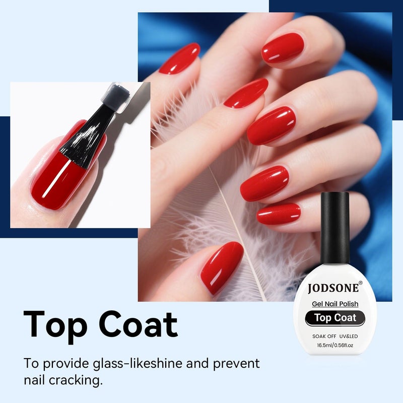 JODSONE 16.5ml Gel Top Coat No Wipe Clear Glossy Shine Finish Long Lasting No Soak Off Nail and Need U V Lamp Cured for Salon DIY Nail Art Design - Image 2