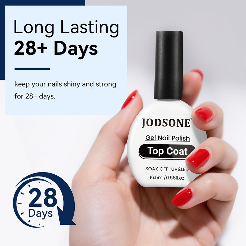 JODSONE 16.5ml Gel Top Coat No Wipe Clear Glossy Shine Finish Long Lasting No Soak Off Nail and Need U V Lamp Cured for Salon DIY Nail Art Design - Image 5