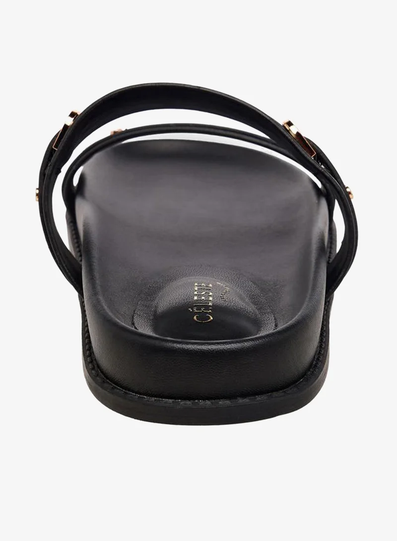 Celeste BLACK Women Buckle Detail Flat Sandals for Women | Best Price UAE