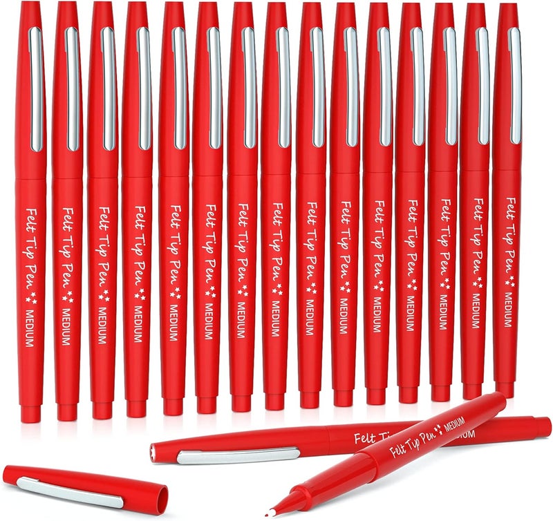 Lelix Felt Tip Pens, 15 Red Pack, 0.7mm Medium Point, Felt Tip Markers Pens for Journaling, Writing, Note Taking, Planner, Perfect for School Office and Art Supplies - Image 1