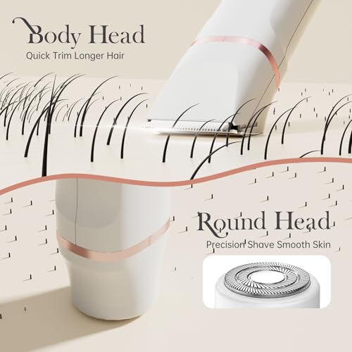 Risina Pubic Hair Trimmer Women - Electric Razors for Women's Body Groomer, Replaceable Ceramic Blade Heads, Face Hair Remover Head, USB-C&Dock Charging, Waterproof&Easy Cleaning - Image 5