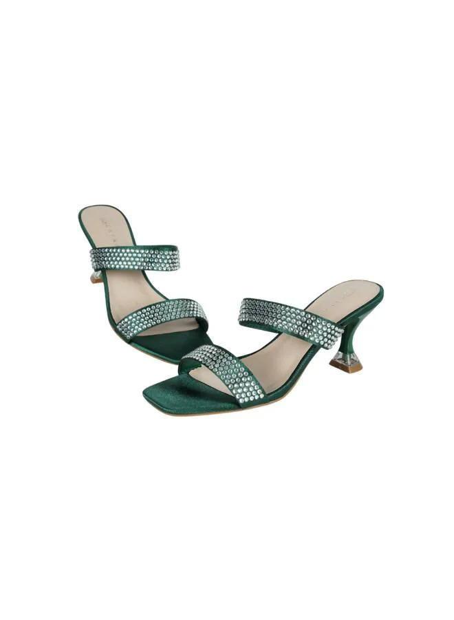 ZAYNA 221-238 Zayna Ladies Kitten Heel Sandals 15C8618-623 Green