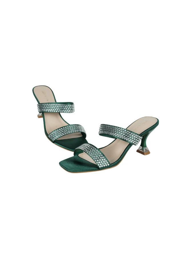 ZAYNA - 221-238 Zayna Ladies Kitten Heel Sandals 15C8618-623 Green - Image 1