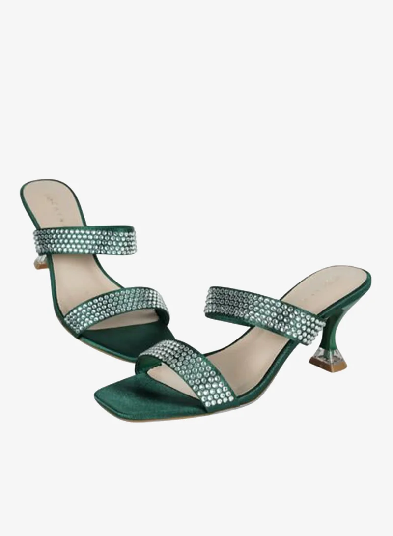 Zayna Green 221-238 Zayna Ladies Kitten Heel Sandals 15C8618-623 Green for Women | Best Price UAE