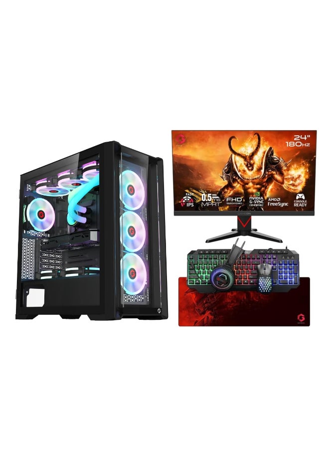 GAMEON Gaming PC With Intel Core i5-14400F Processor/16GB RAM DDR4/1TB SSD/6GB Nvidia GeForce GTX 3050 Graphics/Windows 11 Pro+24 Inch Full HD Monitor+Mouse+Keyboard Black - Image 1