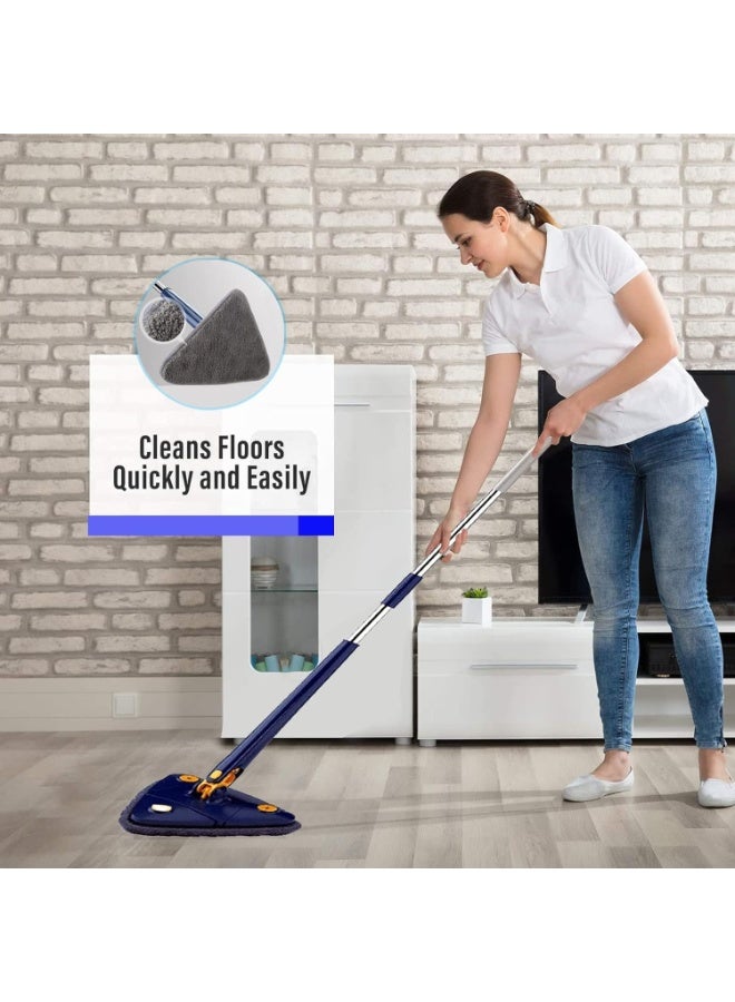 UBEdge 360° Rotatable Triangle Cleaning Mop – Adjustable Long Handle Microfiber Mop with 6 Reusable Washable Pads for Floor, Ceiling, Corner & Glass Cleaning - Image 3